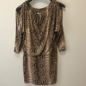 Boston Proper size 2 snakeskin cold shoulder dress